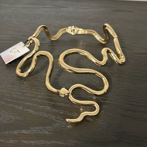 COPY - HAPPILY GREY Gold-Tone Snake Cobra Hinged Clamper Neck-Cuffing Necklace